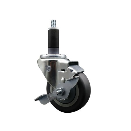Service Caster 3.5'' Thermoplastic Rubber Swivel 1-1/8'' Expanding Stem Caster with Brake SCC-EX20S3514-TPRB-TLB-118